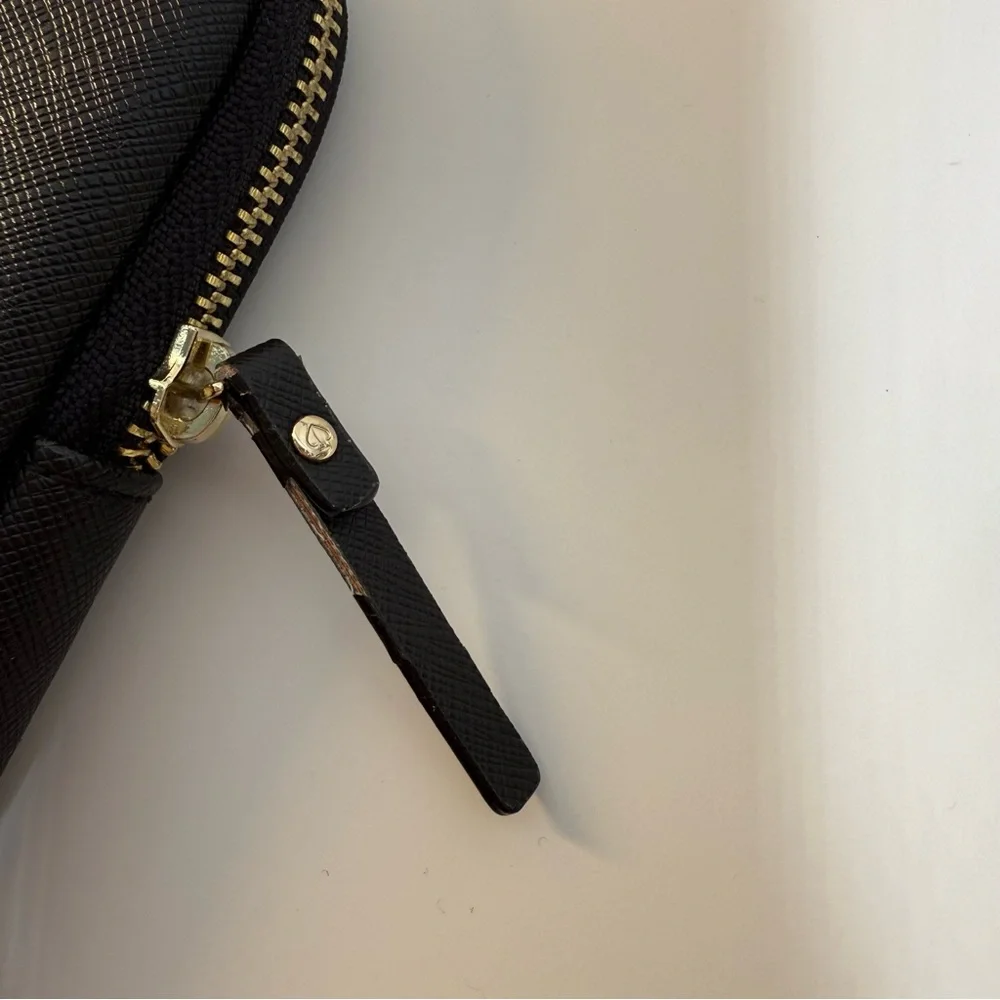 Kate Spade Black Laptop Sleeve 13” MacBook Case Gold Plaque Zip